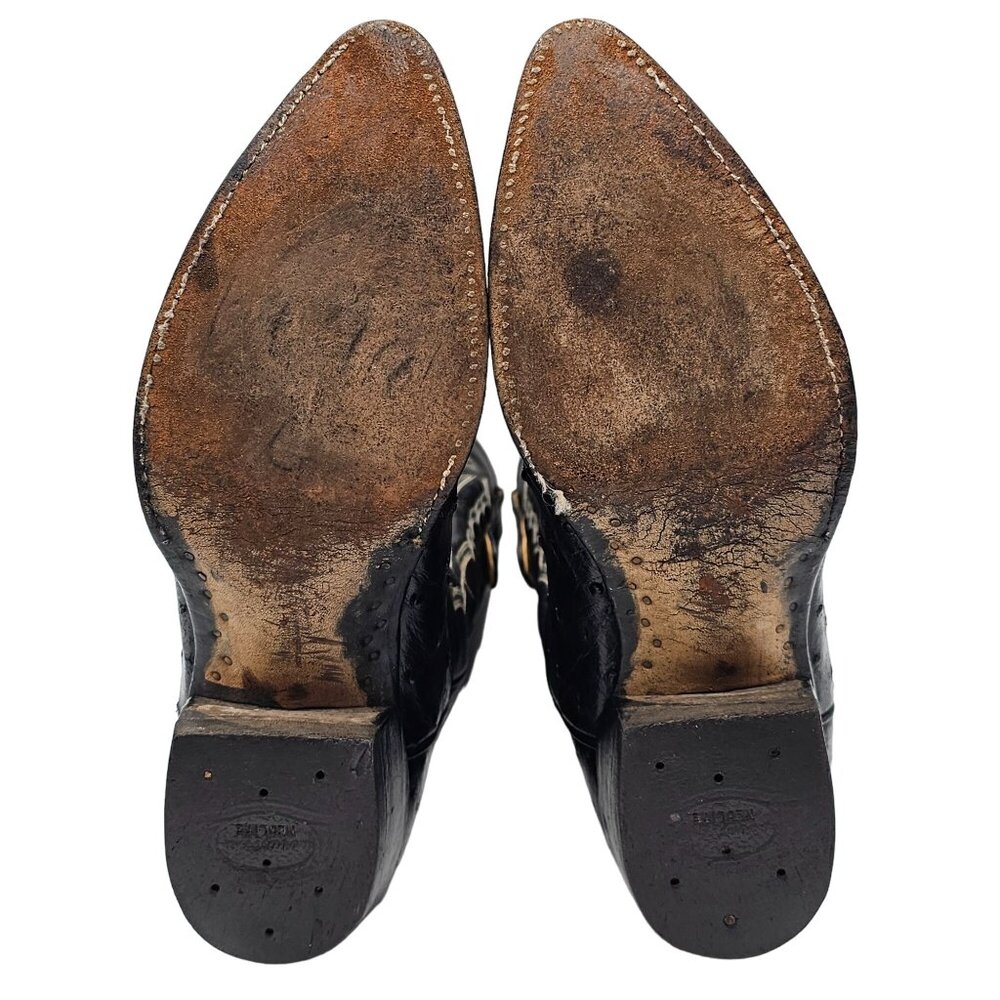 Vintage Honcho Boots Exotic Full Quill Ostrich Black Cowboy Western Mens 10D USA - Picture 4 of 16
